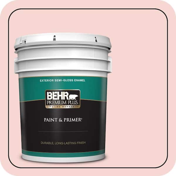 BEHR PREMIUM PLUS 5 gal. #M160-1 Cupcake Pink Semi-Gloss Enamel Exterior Paint & Primer