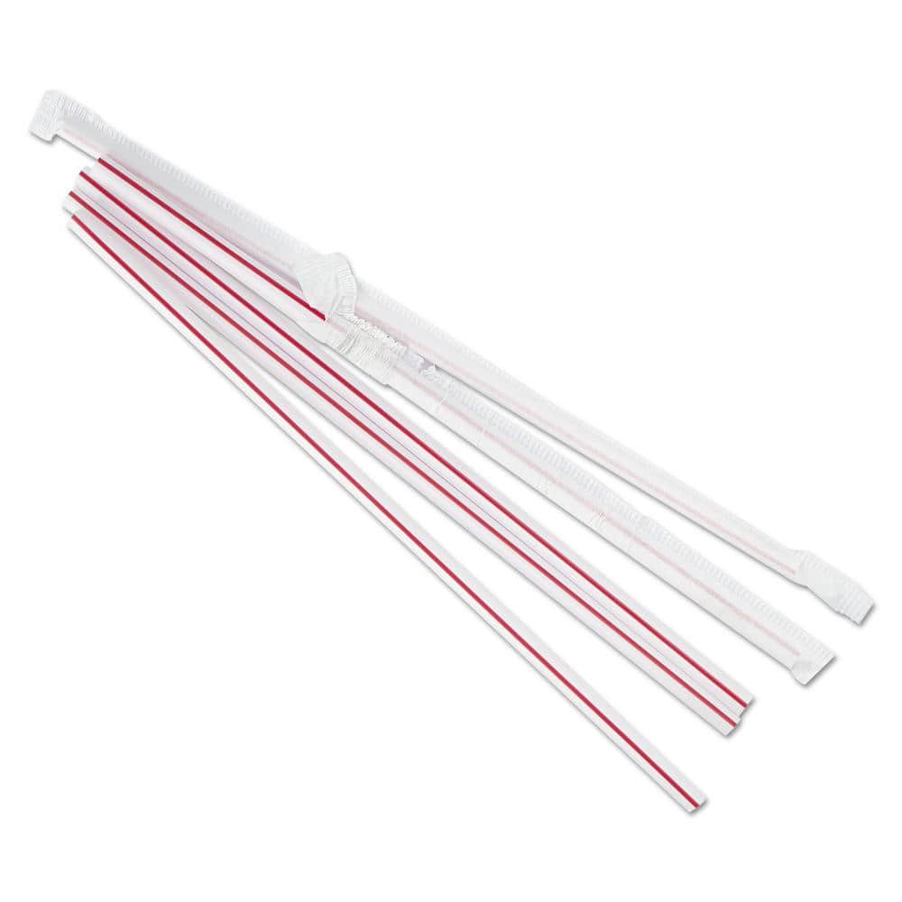 Red Stripe Ceramic Straws (4)