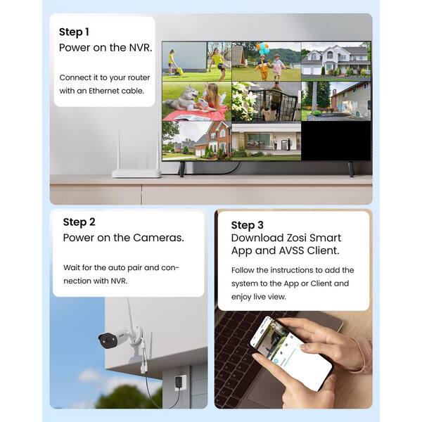 ZOSI WiFi 6 8-Channel 3MP 2K NVR Security Camera System with 4