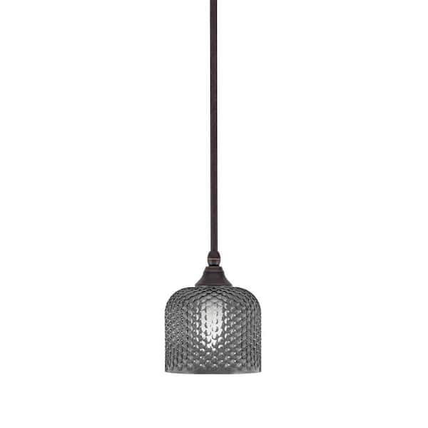 Unbranded Sparta 100-Watt 1-Light Dark Granite Shaded Pendant Light with Smoke Glass, No Bulb Included
