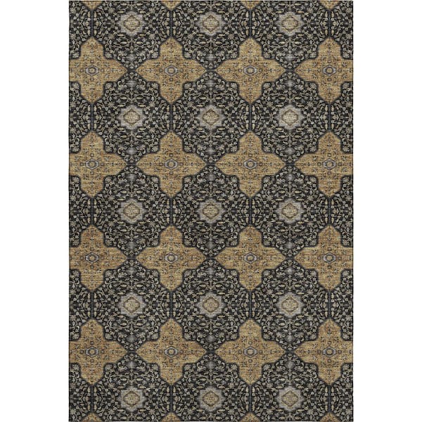 Mayfield Premium Machine Washable Abstract AMF2410 Black 10 ft. x 14 ft. Area Rug