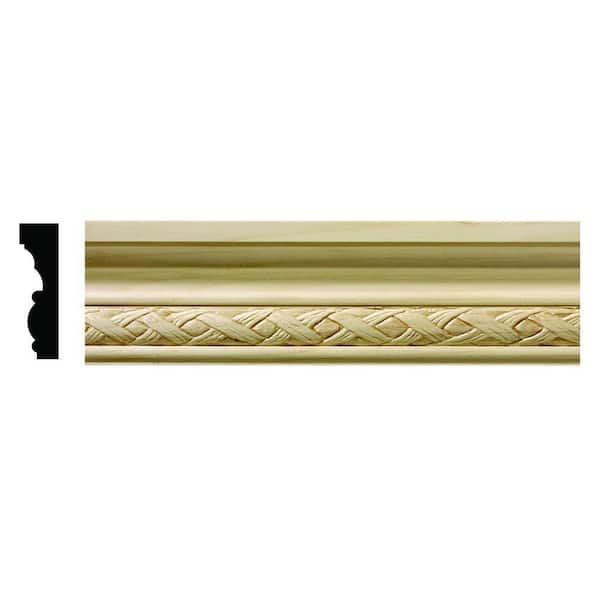 Ornamental Mouldings 1618 1/2 in. x 1-3/4 in. x 6 in. Hardwood White Unfinished Loose Weave Small Chair Rail Moulding Sample