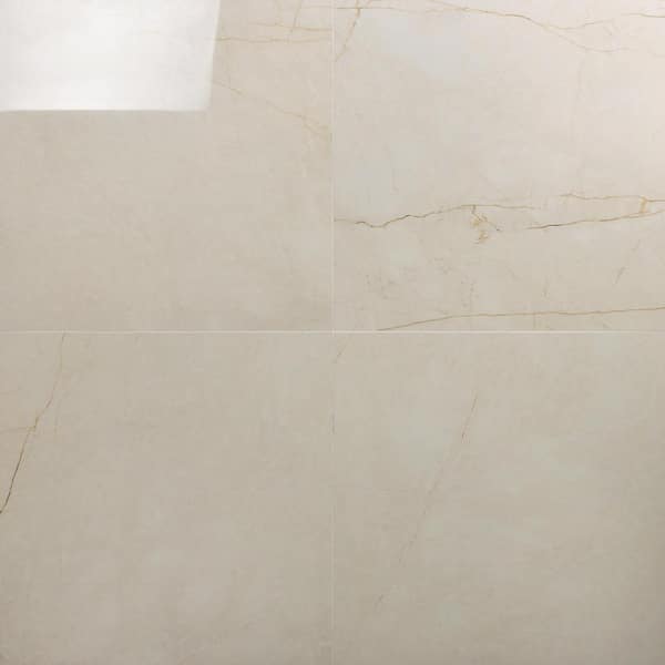 Marmo Beige 23.62 in. x 23.62 in. Polished Marble Look Porcelain Floor and Wall Tile (15.49 sq. ft./Case)