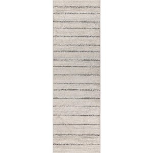 Williamsburg Minimalist Stripe Cream/Gray 2 ft. x 8 ft. Runner Rug