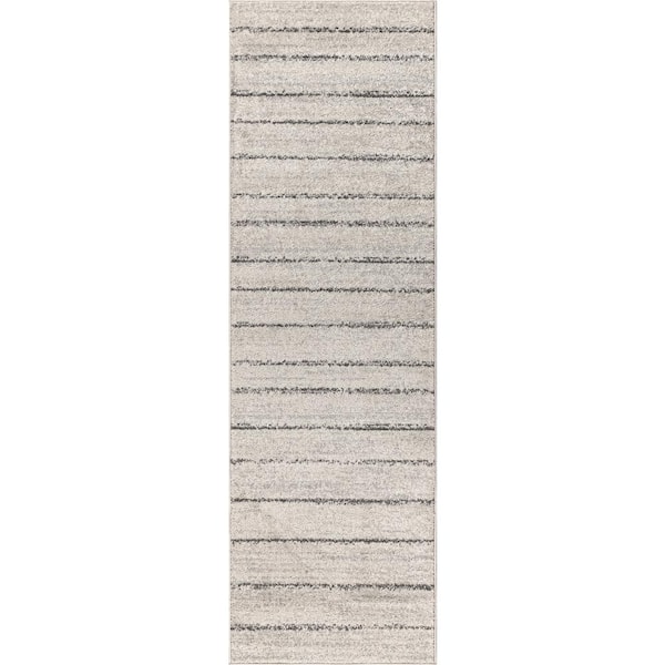 Williamsburg Minimalist Stripe Cream/Gray 2 ft. x 8 ft. Runner Rug