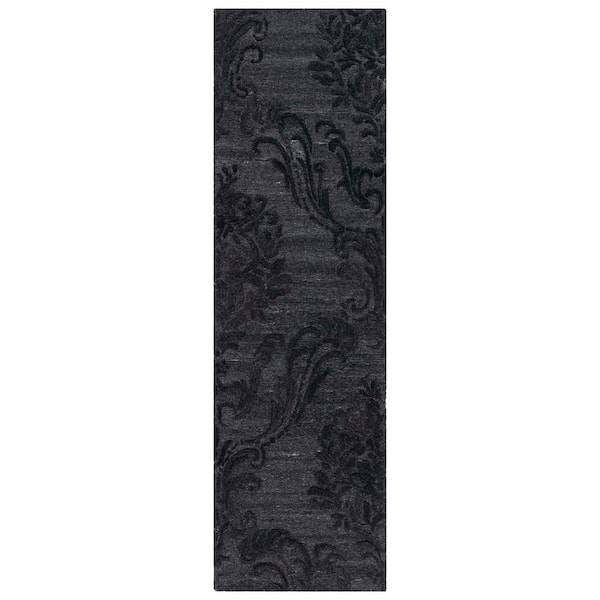 Jardin 2 ft. x 8 ft. Black Floral Runner Rug
