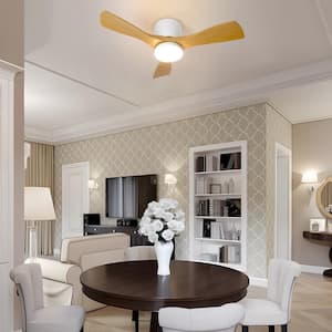 36 in. LED Indoor Modern Low Profile Wood Smart Dimmable Flush Mount Ceiling Fan with Light with Remote Control and App