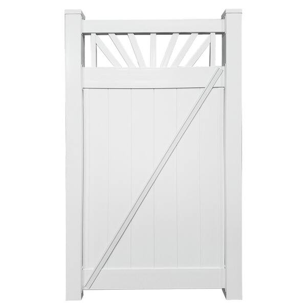 Weatherables Annapolis 3.7 ft. W x 5 ft. H White Vinyl Privacy Fence Gate Kit