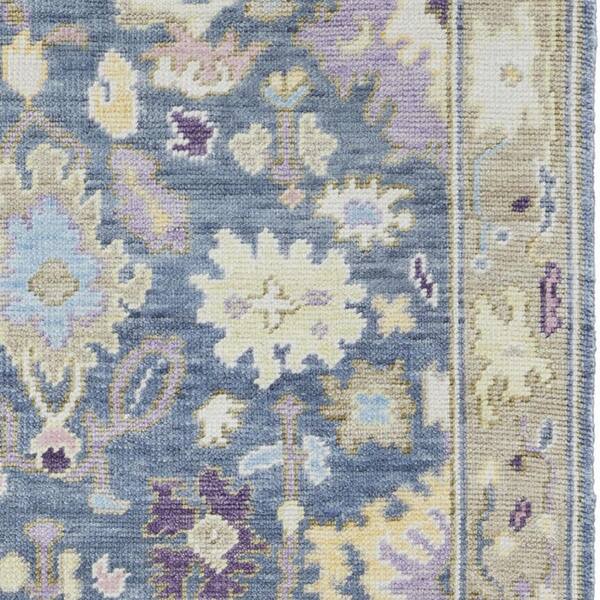 2 X 8 Gold, Blue, Purple Oriental Runner Rug