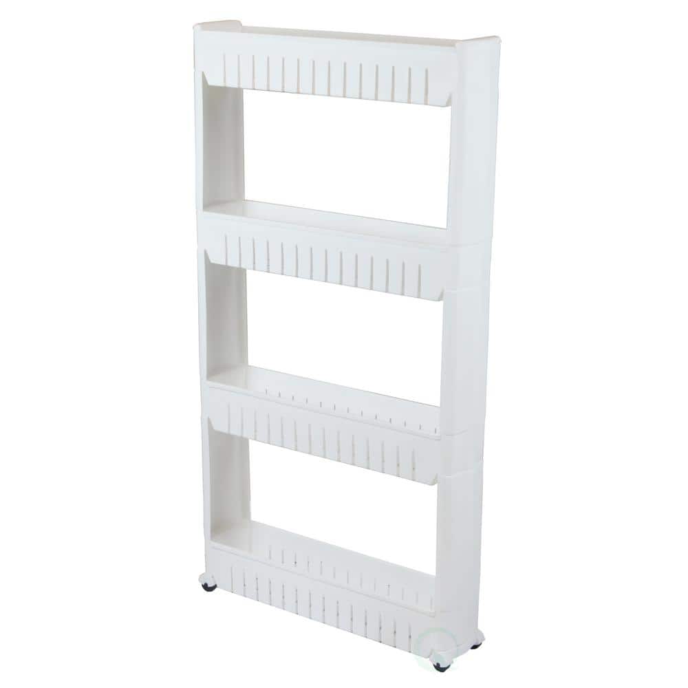Basicwise 40 in. White Plastic 4shelf Etagere Bookcase with Adjustable