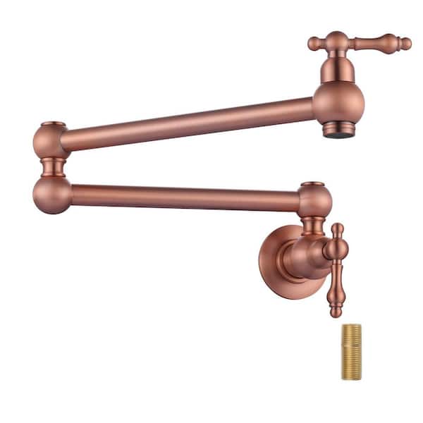 Wall Mount Pot Filler with Double Handle in Copper