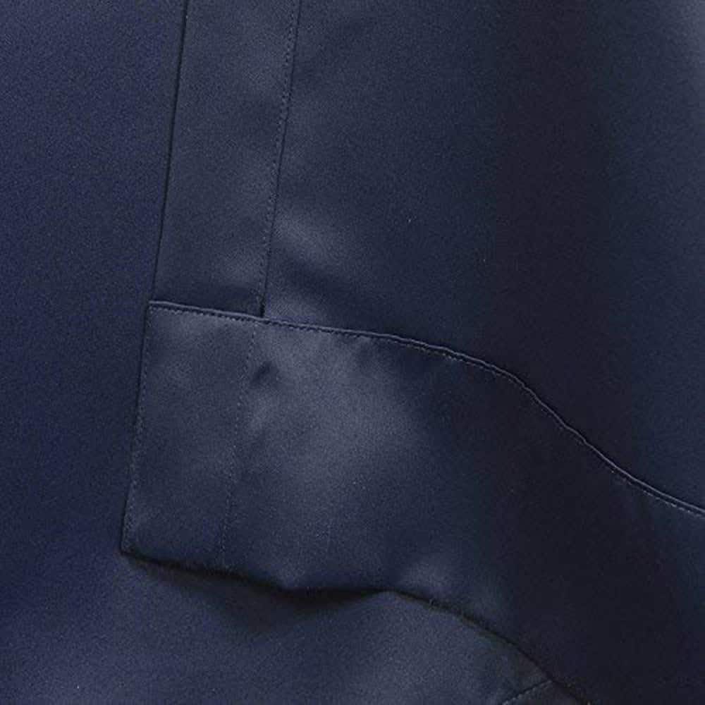 Navy Blue Cotton Polyester Blackout Pleated Drapes