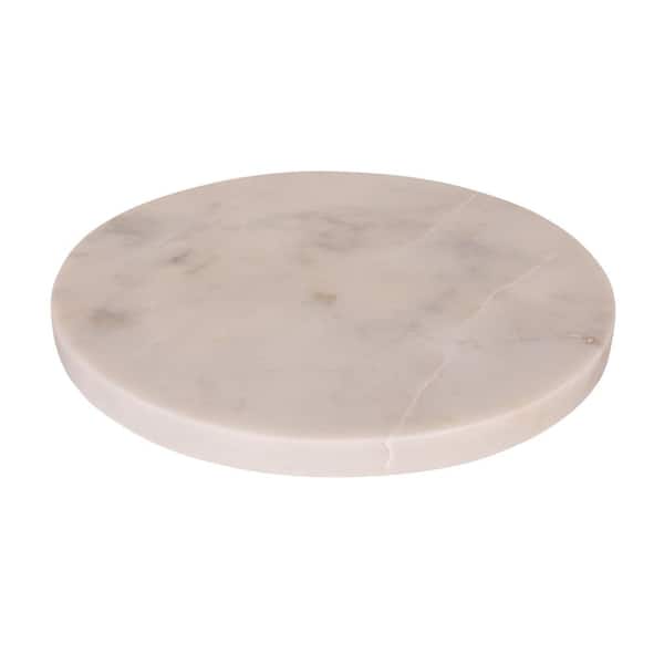 8 in. Minimalist Round Marble Charcuterie or Cutting Board in White