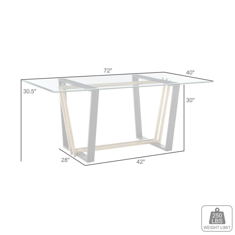 Kai 72" Rectangular Glass Dining Table with Black and Gold Base