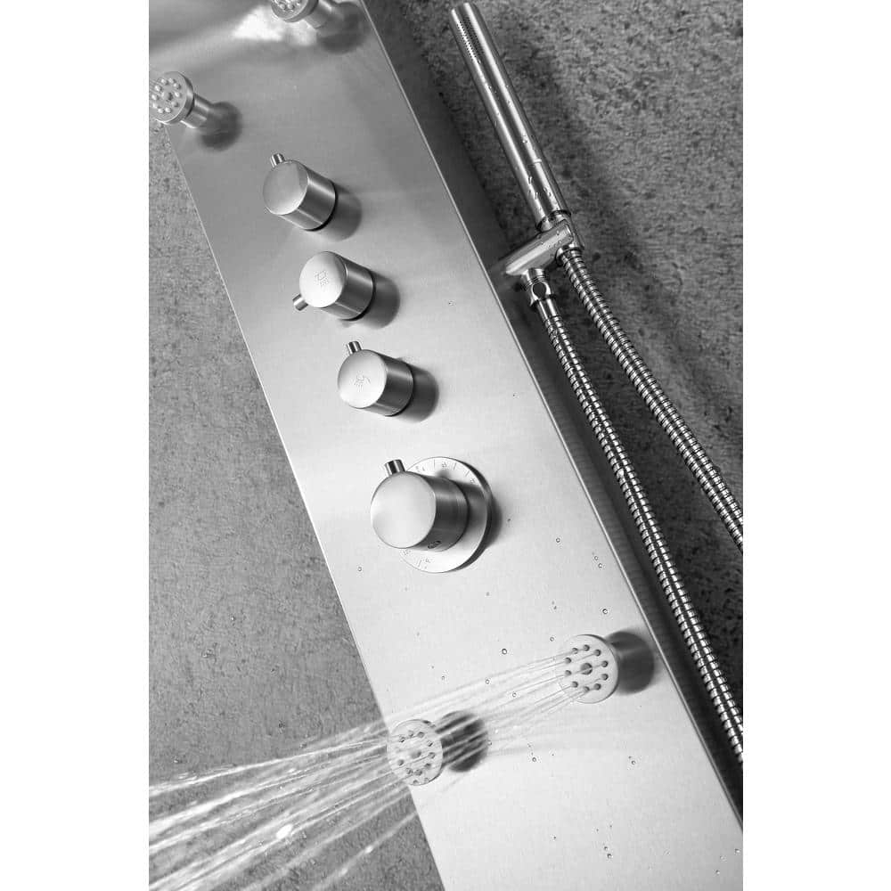 Fontan Brushed Steel 64" Shower Panel with Rainfall Head
