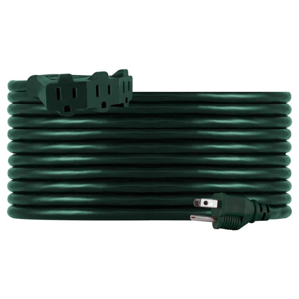 Philips 25' 3-Outlet Grounded Extension Cord Outdoor Power Block Green