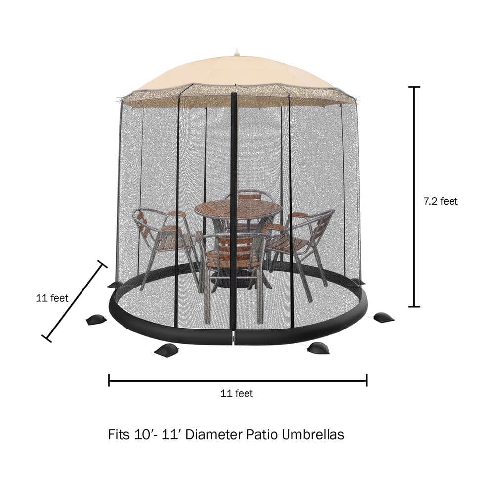 Black Mesh Mosquito Net for 10-11ft Patio Umbrellas