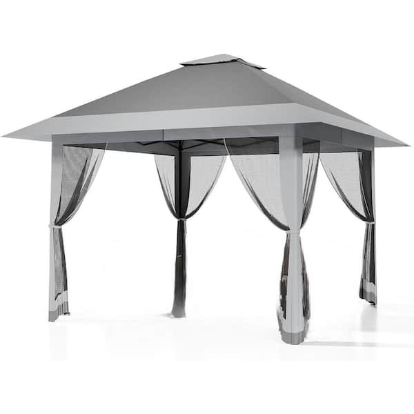 Pop Up Gazebo 13 ft. x 13 ft. Outdoor Canopy Shelter with Mosquito Netting 4-Stanbags Instant Gazebo Tent for Lawn
