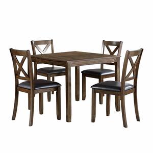 Adina 5-Piece Charcoal Brown Finish Wood Top Dining Room Set Seats 4
