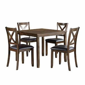 Adina 5-Piece Charcoal Brown Finish Wood Top Dining Room Set Seats 4