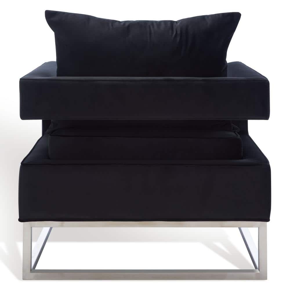 Olivya Black Velvet and Wood Contemporary Accent Chair