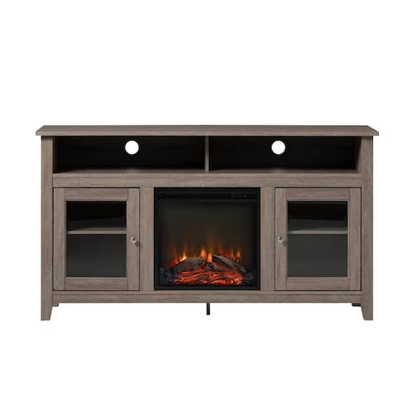 Boyel Living Driftwood Electric Fireplace Wood and Glass TV Stand Fits TVs up to 55 to 65 in.
