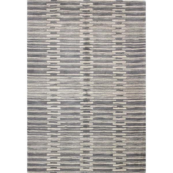 BASHIAN Chelsea Grey 8 ft. x 10 ft. (7'6" x 9'6") Striped Contemporary Area Rug