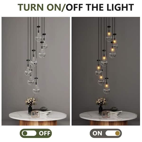 Jushua 7-Light Black High Ceiling Chandeliers Adjustable Cluster