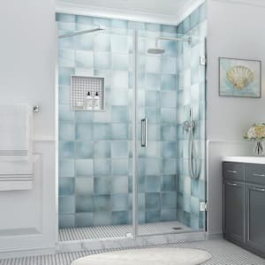 Belmore XL 59.25 - 60.25 in. W x 80 in. H Frameless Hinged Shower Door with Clear StarCast Glass in Polished Chrome