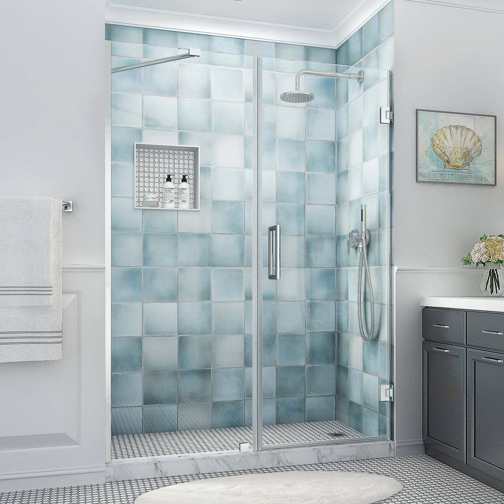 Belmore XL 80" High Frameless Hinged Shower Door in Chrome