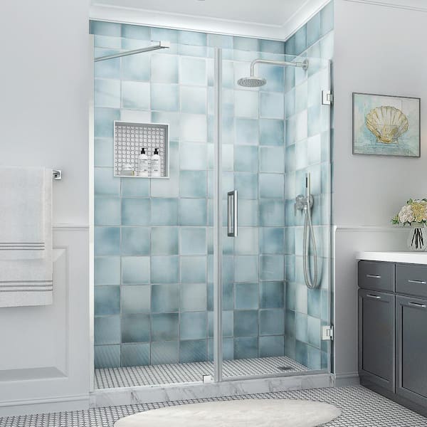 Aston Belmore XL 65.25 - 66.25 in. W x 80 in. H Frameless Hinged Shower Door with Clear StarCast Glass in Polished Chrome