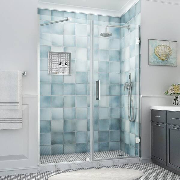 Aston Belmore XL 66.25 - 67.25 in. W x 80 in. H Frameless Hinged Shower Door with Clear StarCast Glass in Polished Chrome