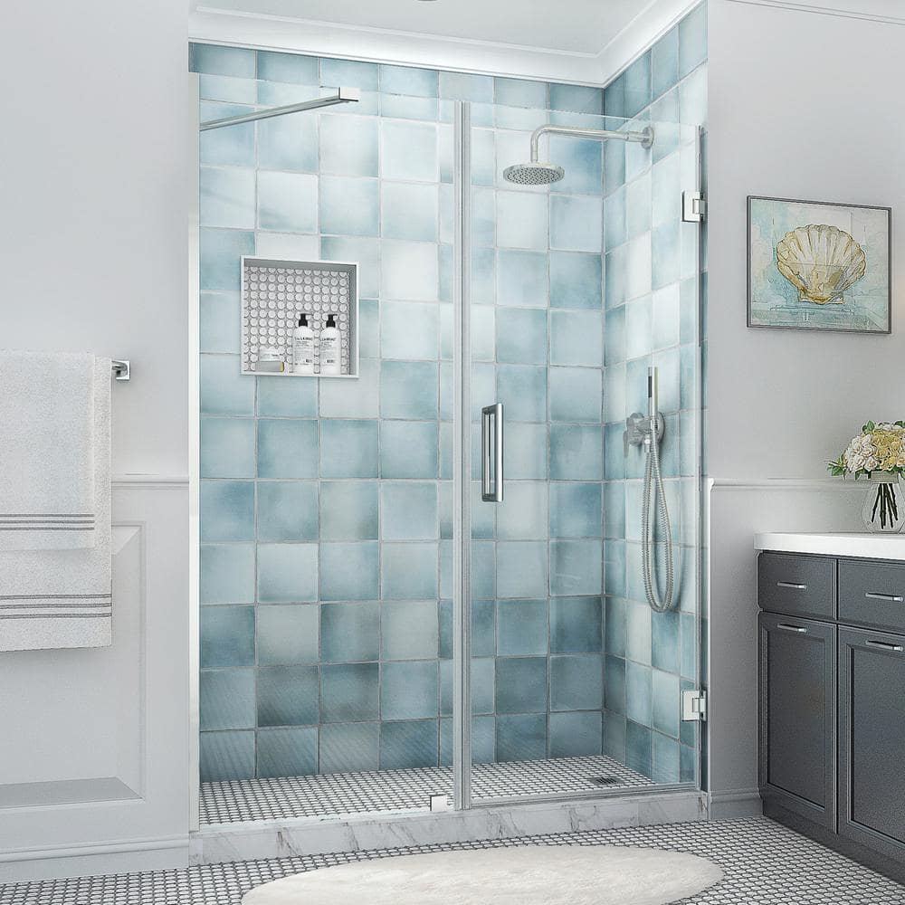 Belmore XL 67.25 - 68.25 in. W x 80 in. H Frameless Hinged Shower Door with Clear StarCast Glass in Polished Chrome price history on PriceWatchPro