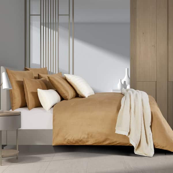 Unbranded Valletta 3-Piece Gold Polyester King/Cal. King Duvet Cover Set
