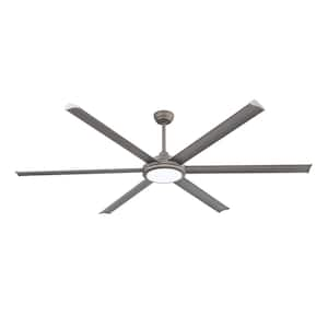 96 in. (8 ft.) 6 Aluminium Blades Indoor Ceiling Fan with Integrated LED and Remote Control, Charcoal Gray