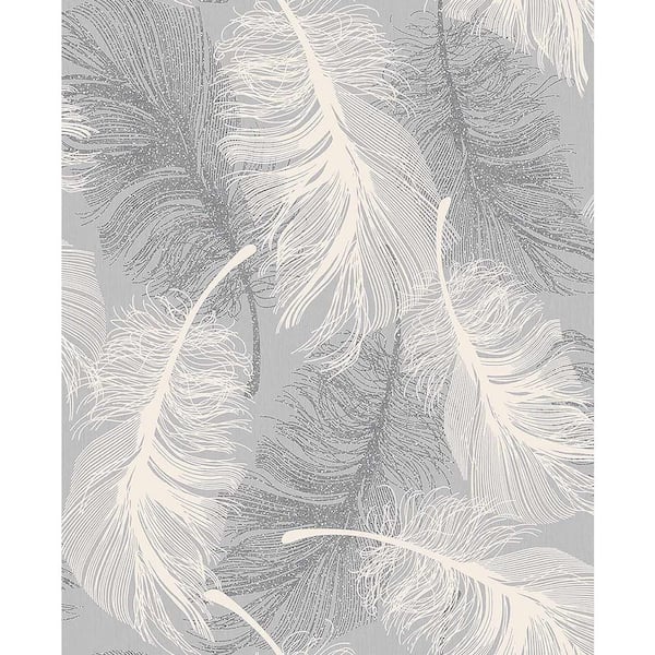 Journey Grey Feather Vinyl Peelable Roll (Covers 56.4 sq. ft.)