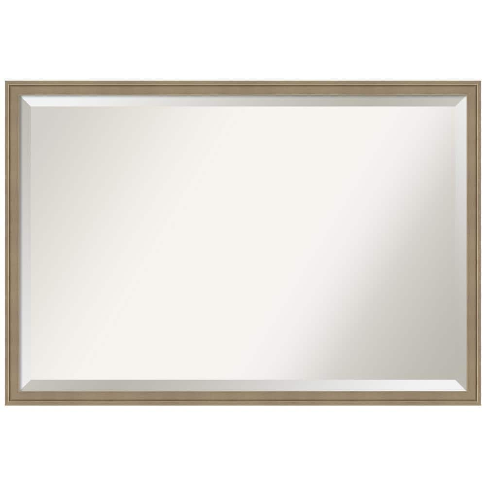 Florence Light Brown 37.75 in. x 25.75 in. Beveled Casual Rectangle Framed Bathroom Wall Mirror in Brown -  Amanti Art, A38868100336