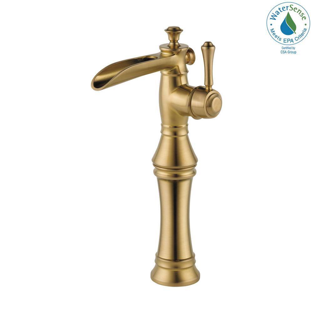 Elegant Single Hole Vessel Bathroom Faucet in Champagne Bronze