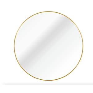 42 in. W x 42 in. H Round Metal Framed Wall Bathroom Vanity Mirror in Gold