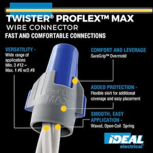 Twister Pro Flex Max (30-1348J) Blue/Gray Wire Connector, Jar of 150