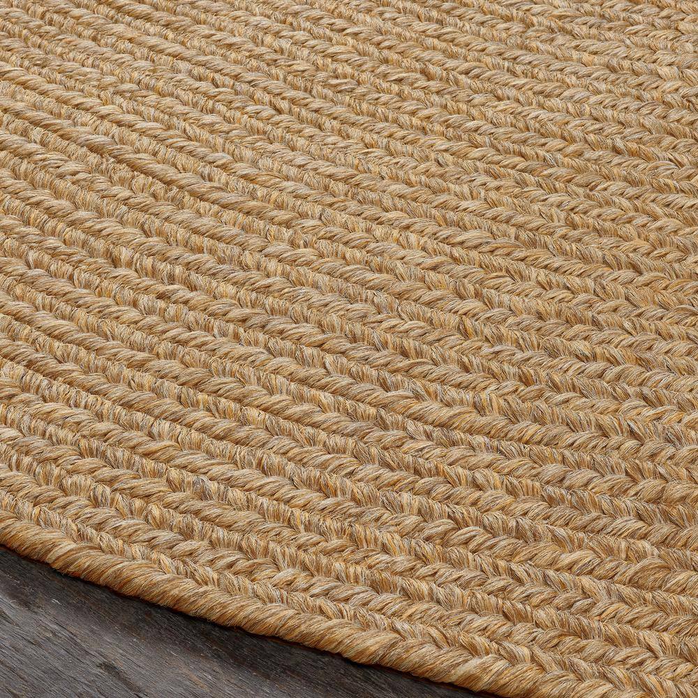 Latte Braided Oval Synthetic Easy-Care Area Rug, 5' x 8'