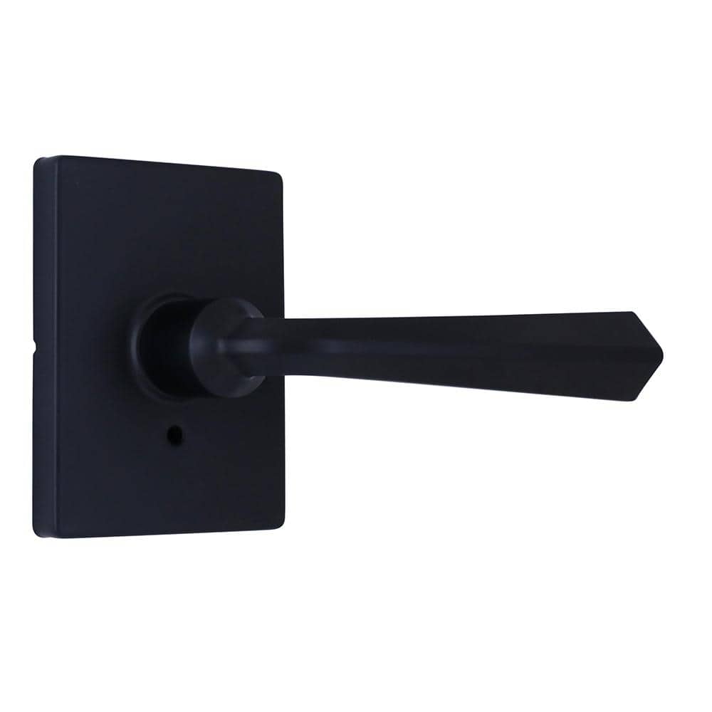 Wilshire Matte Black Bed/Bath Privacy Door Lever with Rectangle Rose