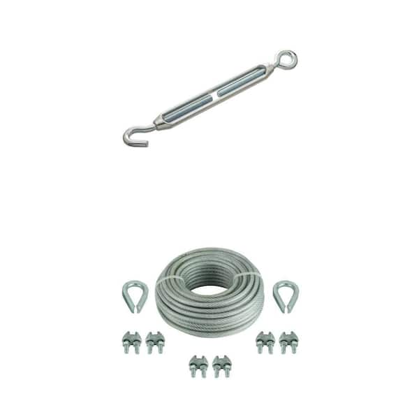 3/16 in. x 5-1/2 in. Zinc Turnbuckle Hook/Eye and 1/8 in. x 30 ft. Vinyl Coated Steel Wire Rope Kit
