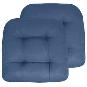 19 in. x 19 in. x 5 in. Solid Tufted Indoor/Outdoor Chair Cushion U-Shaped in Blue (2-Pack)