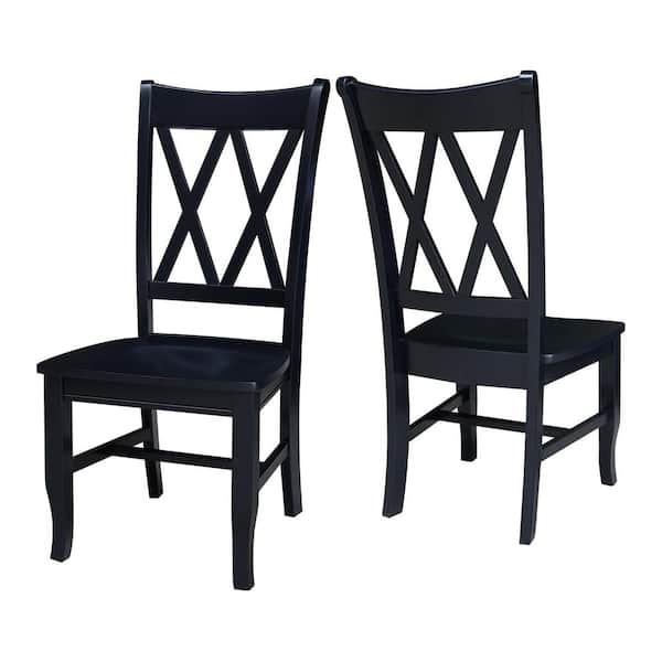 Simple Living Solid Wood Crossback Dining Chairs (Set of 2) Black