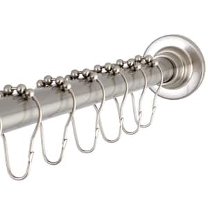 Classic 60 in. to 72 in. Fixed Shower Curtain Rod with Hooks in Brushed Nickel