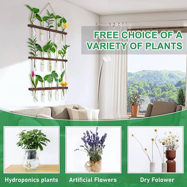 36 in. x 15.7 in. White Glass Wall Hanging Planter 3 Tiered Propagation  Test Tube