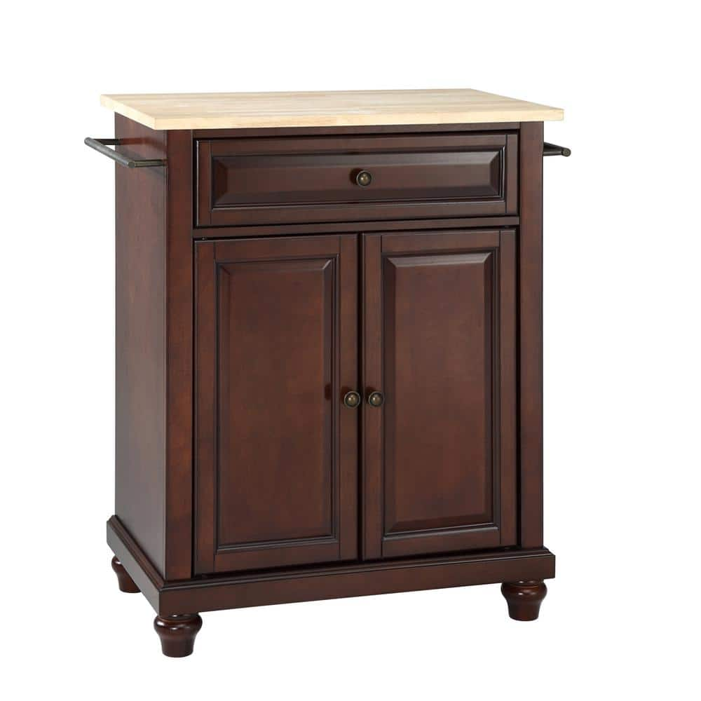 CROSLEY FURNITURE Cambridge Portable Kitchen Island With Wood Top   Mahogany With Natural Top Crosley Furniture Kitchen Islands Kf30021dma 64 1000 