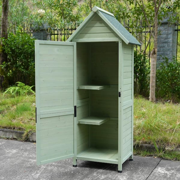 1.81 x 1.81 FT Tall Narrow Garden Tool Cabinet with Lockable Door & 2 Shelves