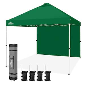 10 ft. x 10 ft. Commercial Ez Pop Up Canopy Tent Instant MarketPlace Canopies with 1 Zippered Removable Side Wall, Green